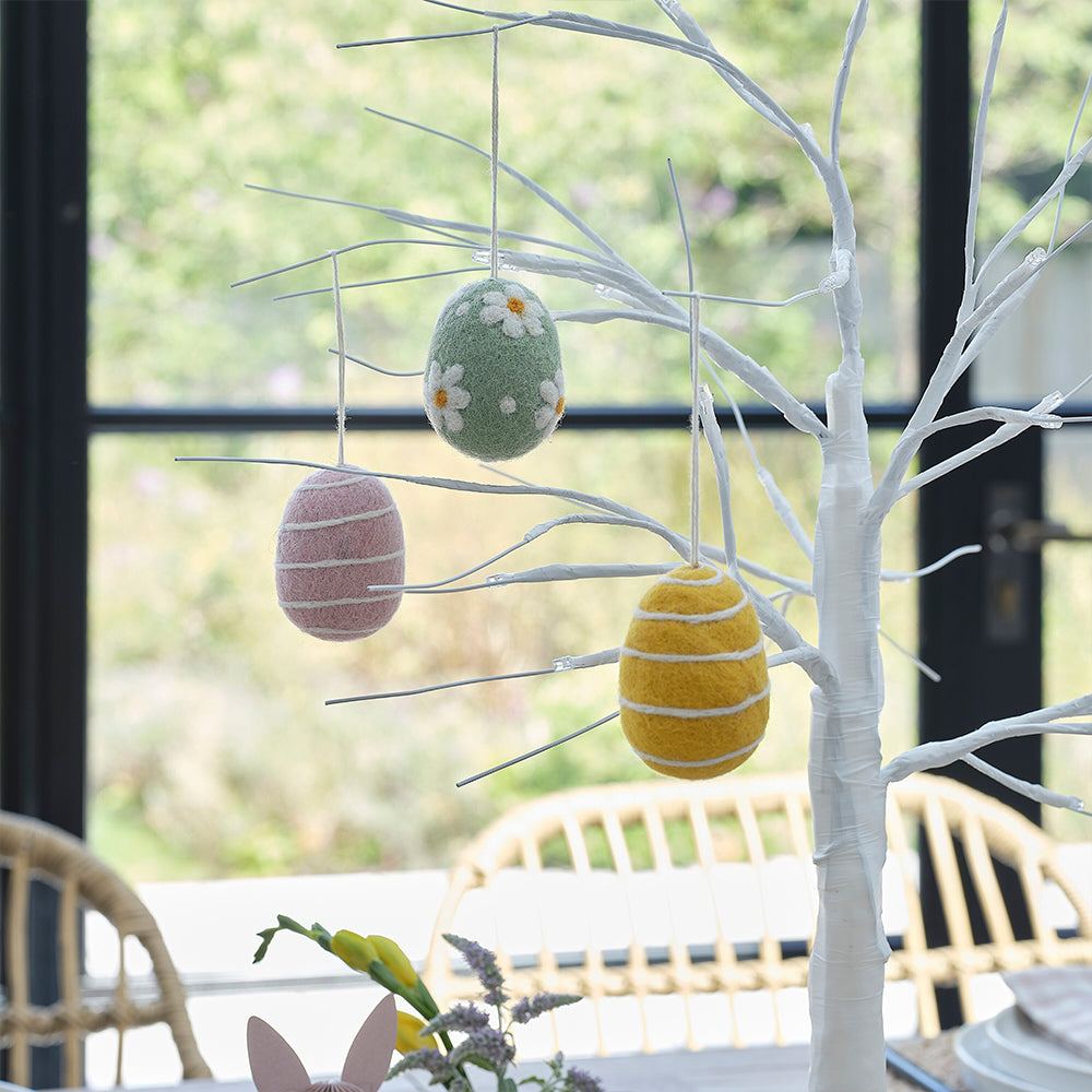 Felt Easter Tree Decorations | Set of 3 | Pastel Hanging Eggs