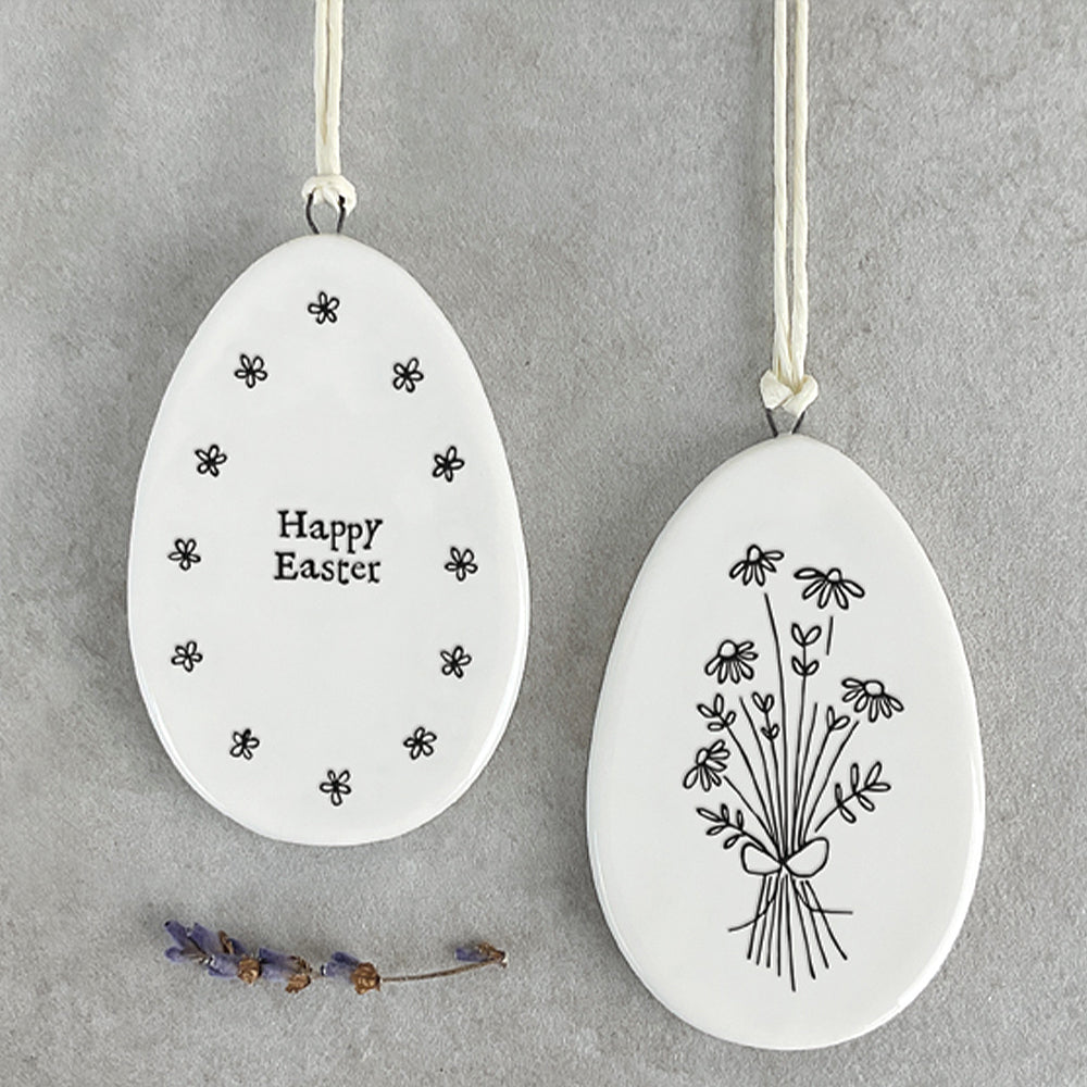 Happy Easter | Flat Porcelain Egg Ornament Hanger| Cracker Filler