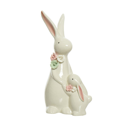 Beautiful Mother & Baby Bunny Spring Ornament | Easter | Mother's Day | 22cm Tall