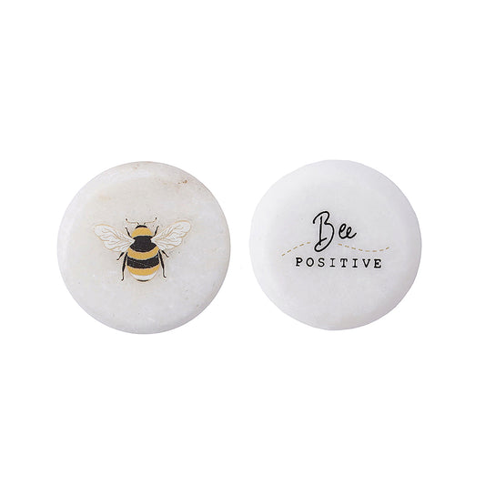 Bee Positive | 3cm Ceramic Pebble Keepsake | Cracker Filler | Mini Gift