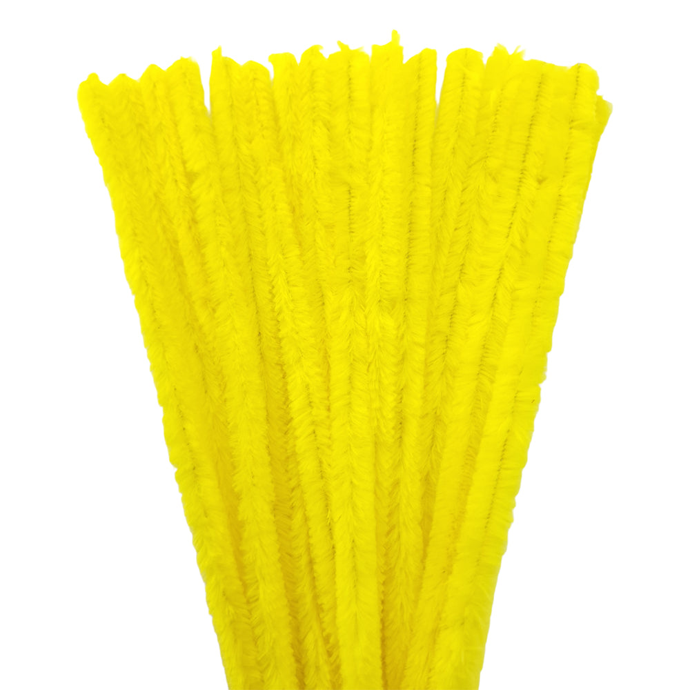 15 Yellow 15mm Super Chunky 30cm Chenille Stems Craft Pipe Cleaners