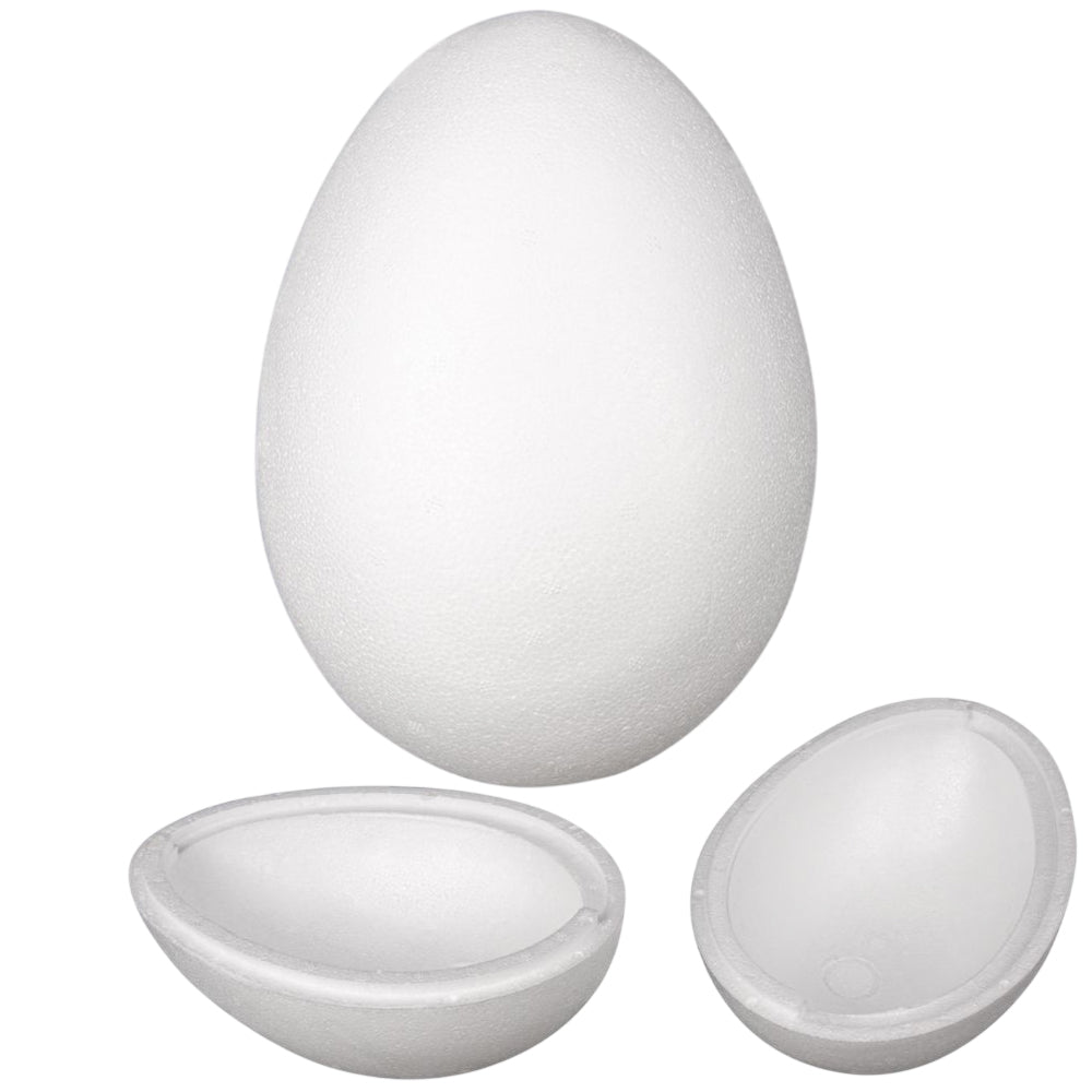Jumbo Two-Part Fillable Polystyrene Egg | Easter Craft Base | 21cm Long
