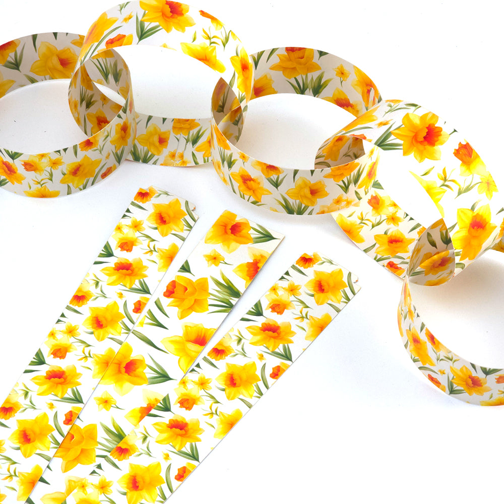 30 Reusable Mother's Day & Easter 2.5m Paper Chains | Daffodils | No Glue Needed