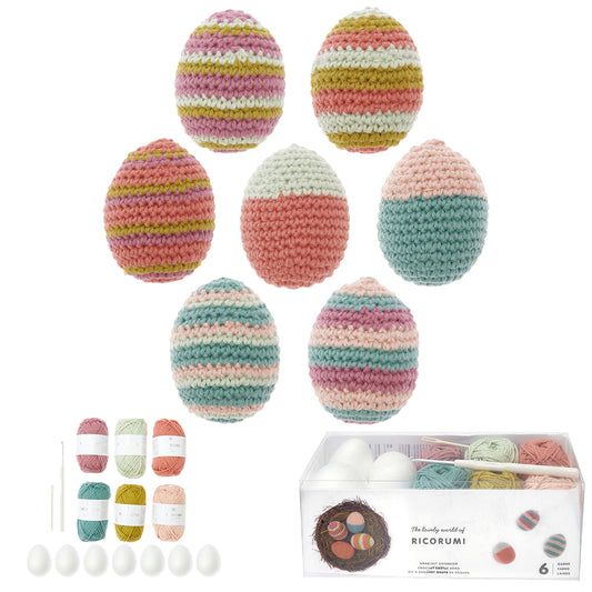 Dusky Tones Easter Eggs | Adults Crochet Craft Kit | Makes 7 or 13 Eggs