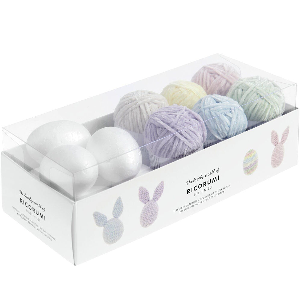 Pastel Easter Egg & Bunnies | Adults Crochet Craft Kit | Makes 7
