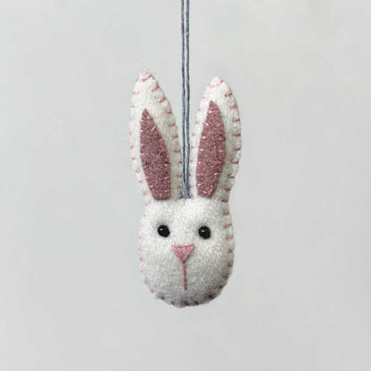 Natural White | Small Bunny Head Felt Hanging Ornament | Easter Decoration | 5cm Wide