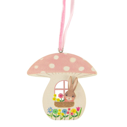 Toadstool Bunny House | Wooden Easter Tree Decoration | Gisela Graham