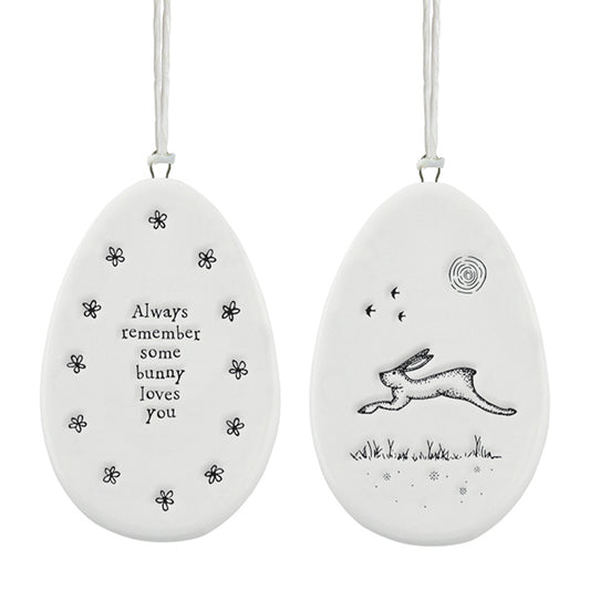 Some Bunny Loves You | Flat Porcelain Egg Ornament Hanger | Cracker Filler