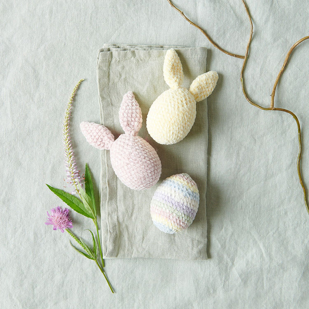 Pastel Easter Egg & Bunnies | Adults Crochet Craft Kit | Makes 7
