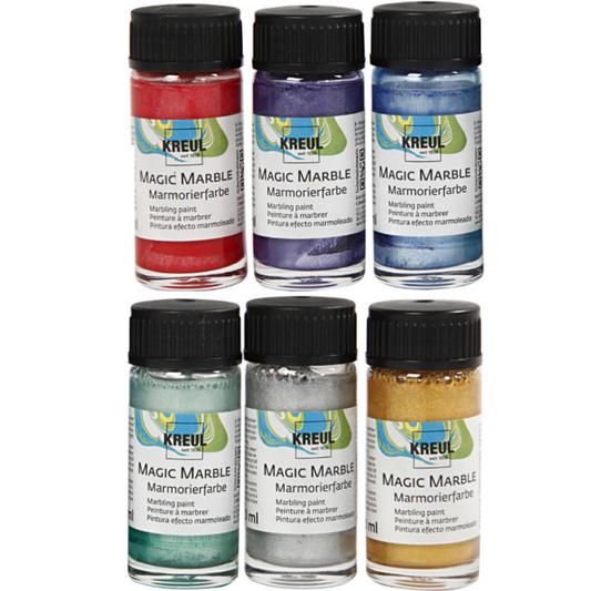 Set of 6 Marbling Inks for Crafts - Metallic Colours