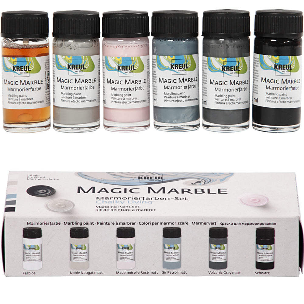 Set of 6 Marbling Inks for Crafts - Chalk Pastel Colours