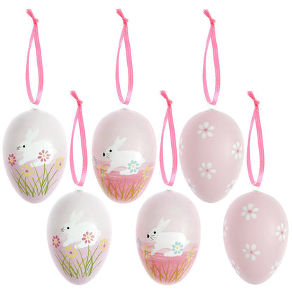 Pretty Pink Florals | 6cm Hanging Easter Egg Tree Ornaments | Pack of 6