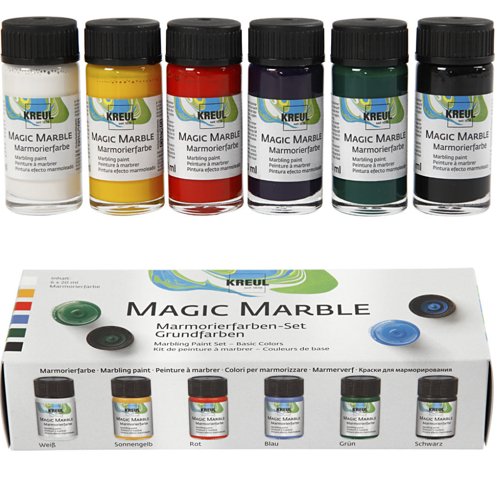 Set of 6 Marbling Inks for Crafts - Basic Colours
