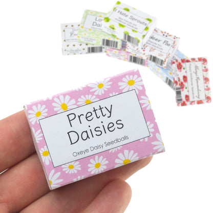 Pink Daisy Design | 6 Seedball Box | Oxeye Daisies | Cracker Filler | Mini Gift