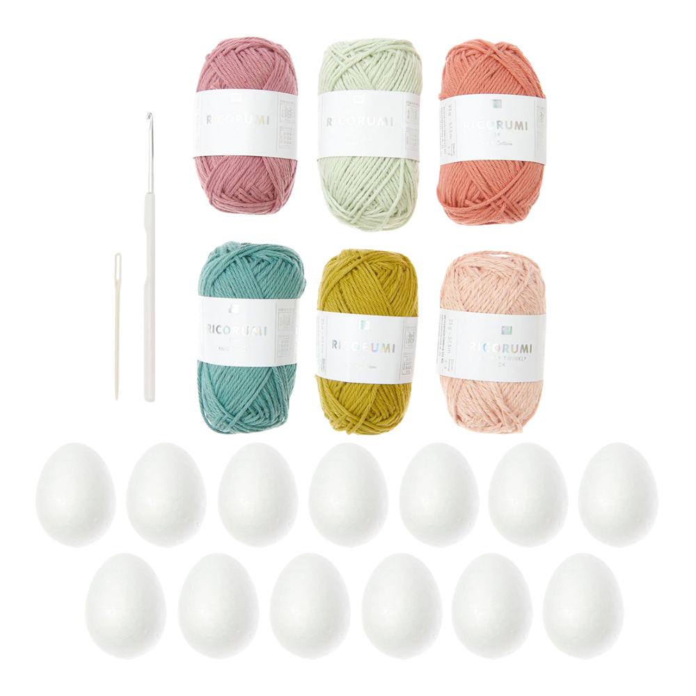 Dusky Tones Easter Eggs | Adults Crochet Craft Kit | Makes 7 or 13 Eggs
