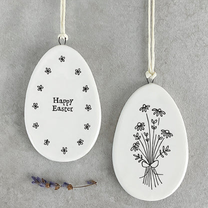 Happy Easter | Flat Porcelain Egg Ornament Hanger| Cracker Filler