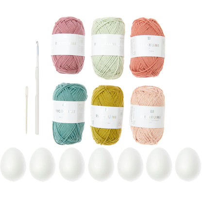 Dusky Tones Easter Eggs | Adults Crochet Craft Kit | Makes 7 or 13 Eggs