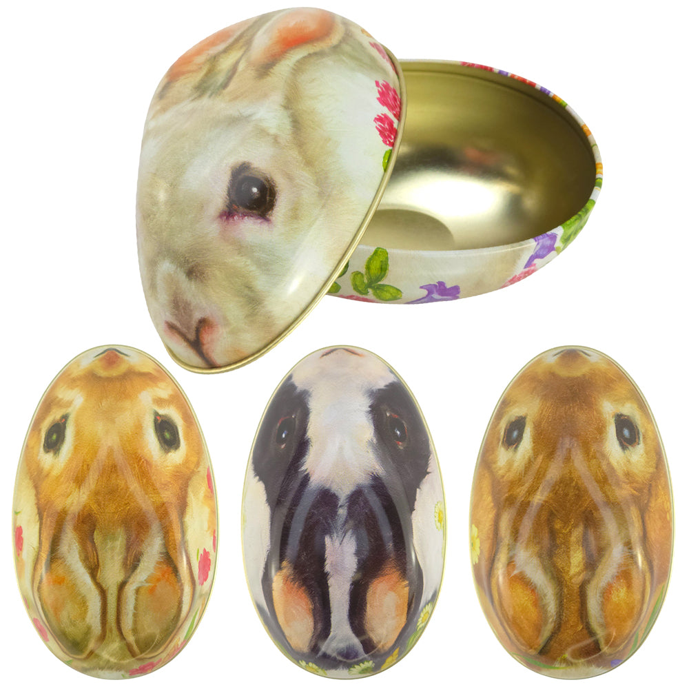 Springtime Bunnies | Two-Part Fillable Tinware Easter Egg | Lovely Gift