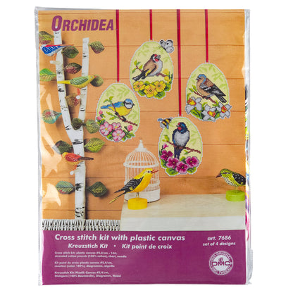 Hanging Springtime Birds | Easter Eggs | Set of 4 | Cross Stitch Kit
