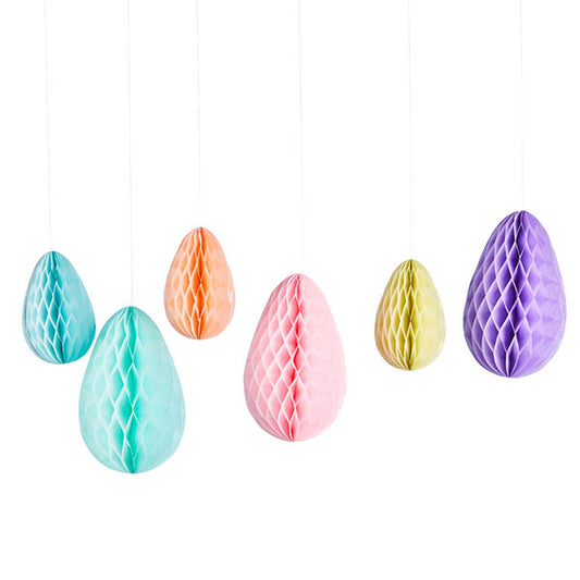 6 Honeycomb Paper Easter Egg Room Decorations | 20cm & 30cm | Home Décor