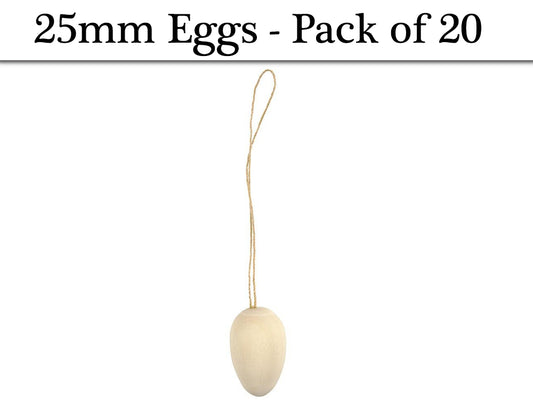 20 Mini 25mm Wooden Hanging Easter Eggs to Decorate