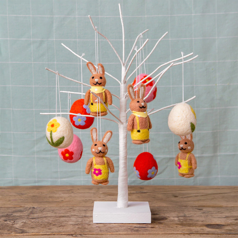 3Pk 6cm Spring Flower Felted Egg Shape Easter Tree Decorations